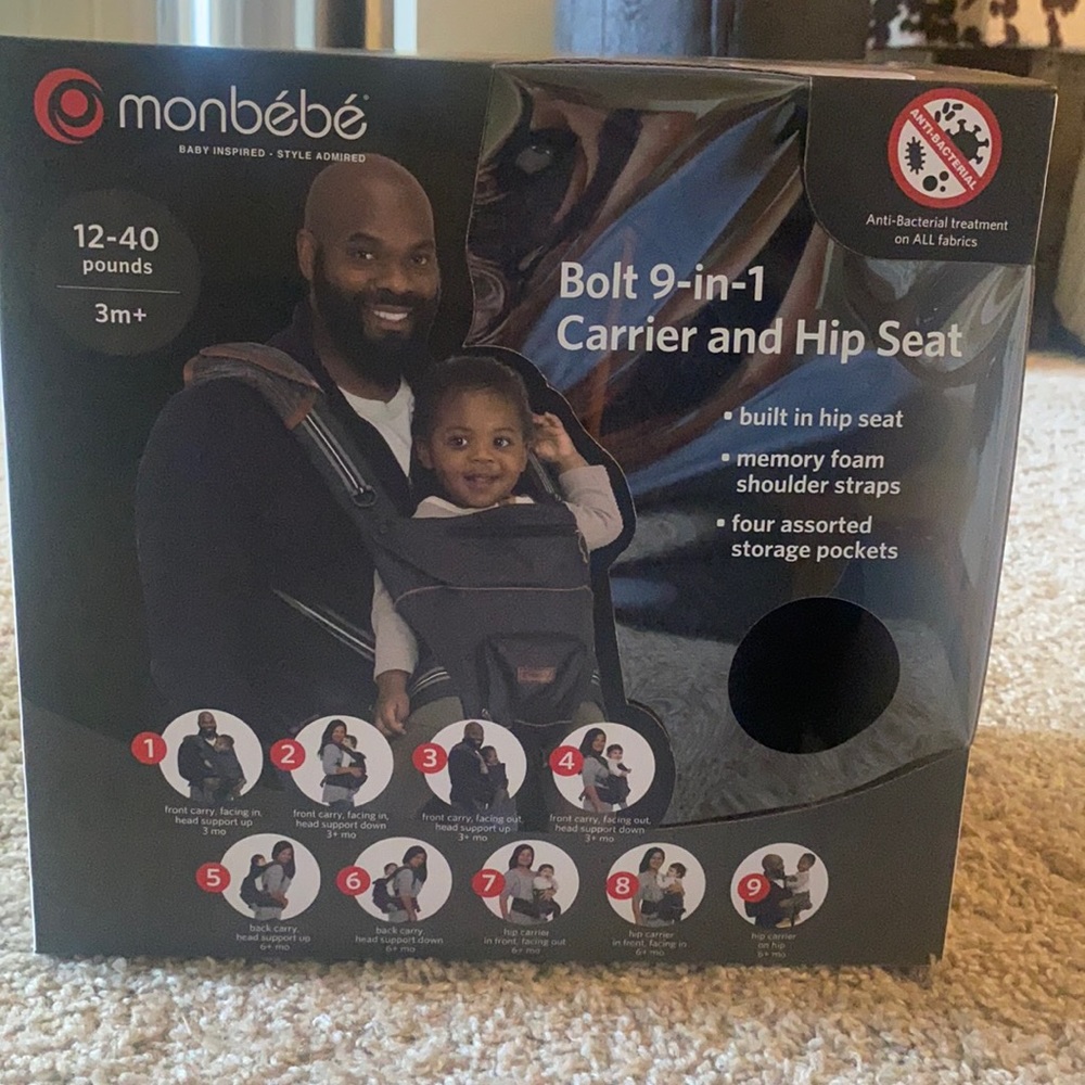 MONBEBE 12-40pounds bolt 9 in 1 carrier and hip seat